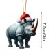thumbnail image 3 of Adornos navideños colgantes de acrílico de Animals World, adornos para árbol de Navidad para interiores, exteriores, coches, casas, ventanas, patios y césped (Rinoceronte), 3 of 7