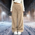 thumbnail image 2 of Levmjia Women's Fuzzy Sweatpants Winter Warm Plush Wide Leg Pants High Waisted Elastic Waist Casual Loose Fit Long Trousers with Pockets Solid Color Cozy Lounge Pants, 2 of 5