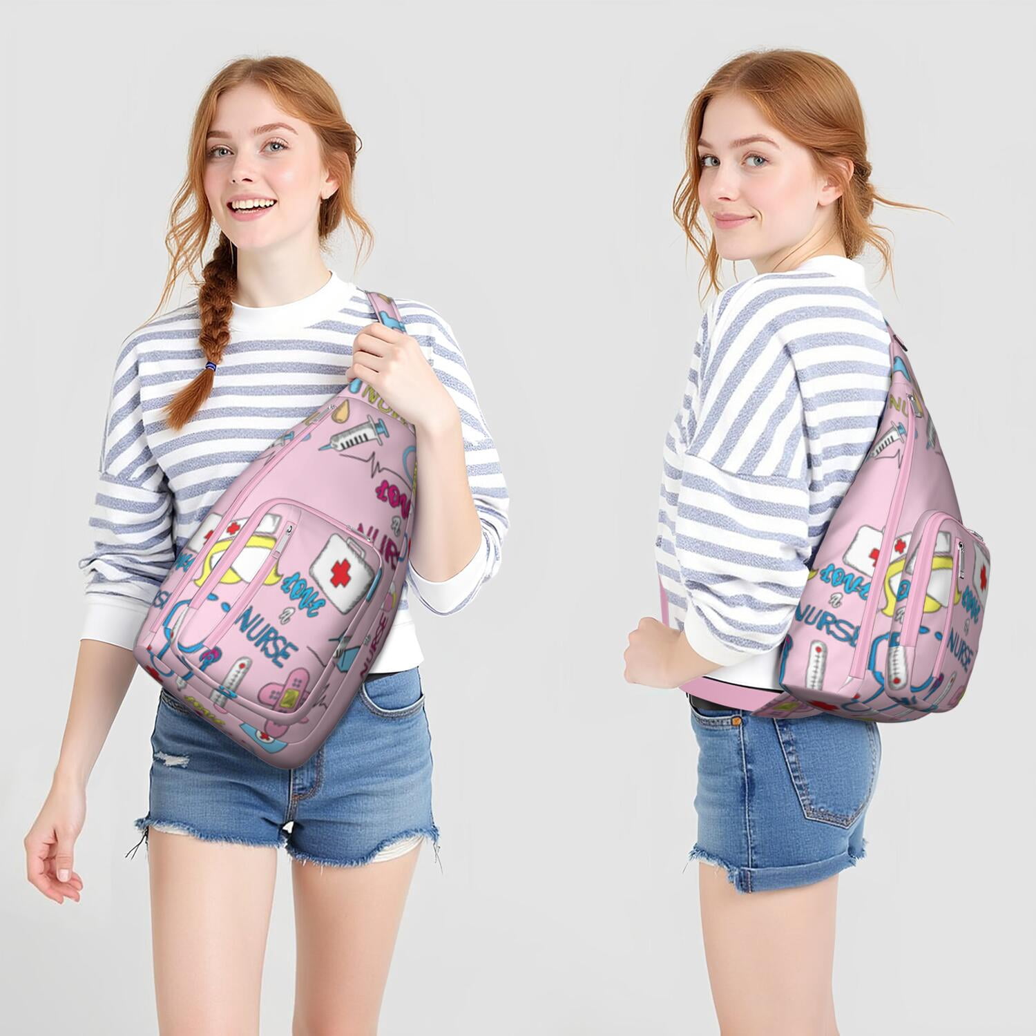 Funny Nurse Life Crossbody Sling Bag - Cute Nurse Aesthetic Waterproof Chest Pack, Lightweight Medical-Themed Shoulder Bag for Nursing Students & Healthcare Heroes (Saving Lives Every Day Design)