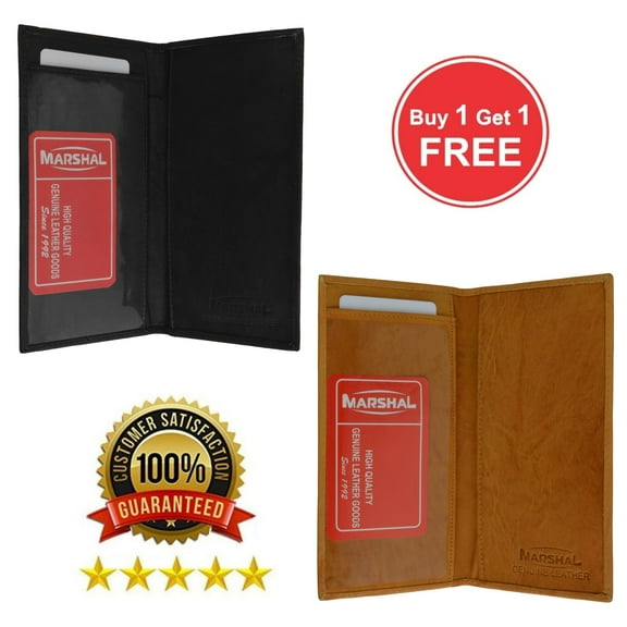 Genuine Leather Basic Checkbook Cover Pen Holder Black Brown Tan Burgundy