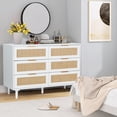 thumbnail image 3 of LAZZO 6-Drawer Rattan Dresser, Modern Chest of Drawers, Wooden Storage Organizer for Bedroom, Living Room & Hallway, White, 3 of 8