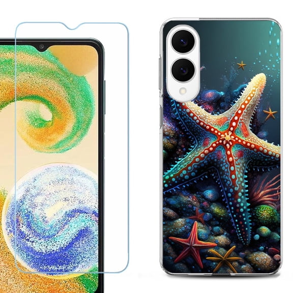 For Samsung Galaxy S25 Edge 5G Protective Shockproof Phone Case with Tempered Glass Screen Protector, by OneToughShield - Starfish