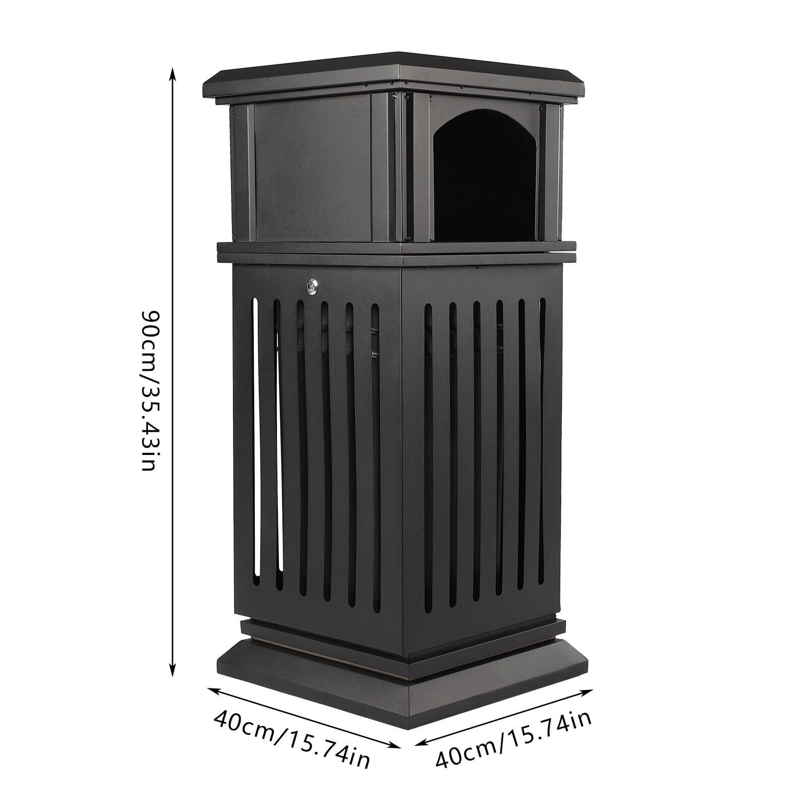 Outdoor Trash Can - Dark Black Garbage Enclosure with Locking Lid