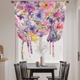 thumbnail image 3 of Farmhouse Flowers Tie Up Curtains for Windows, Balloon Window Shades, Spring Watercolor Purple Pink Floral Beige Kitchen Window Treatments Roll Up Curtain for Basement/Nursery 52"x45", 3 of 8