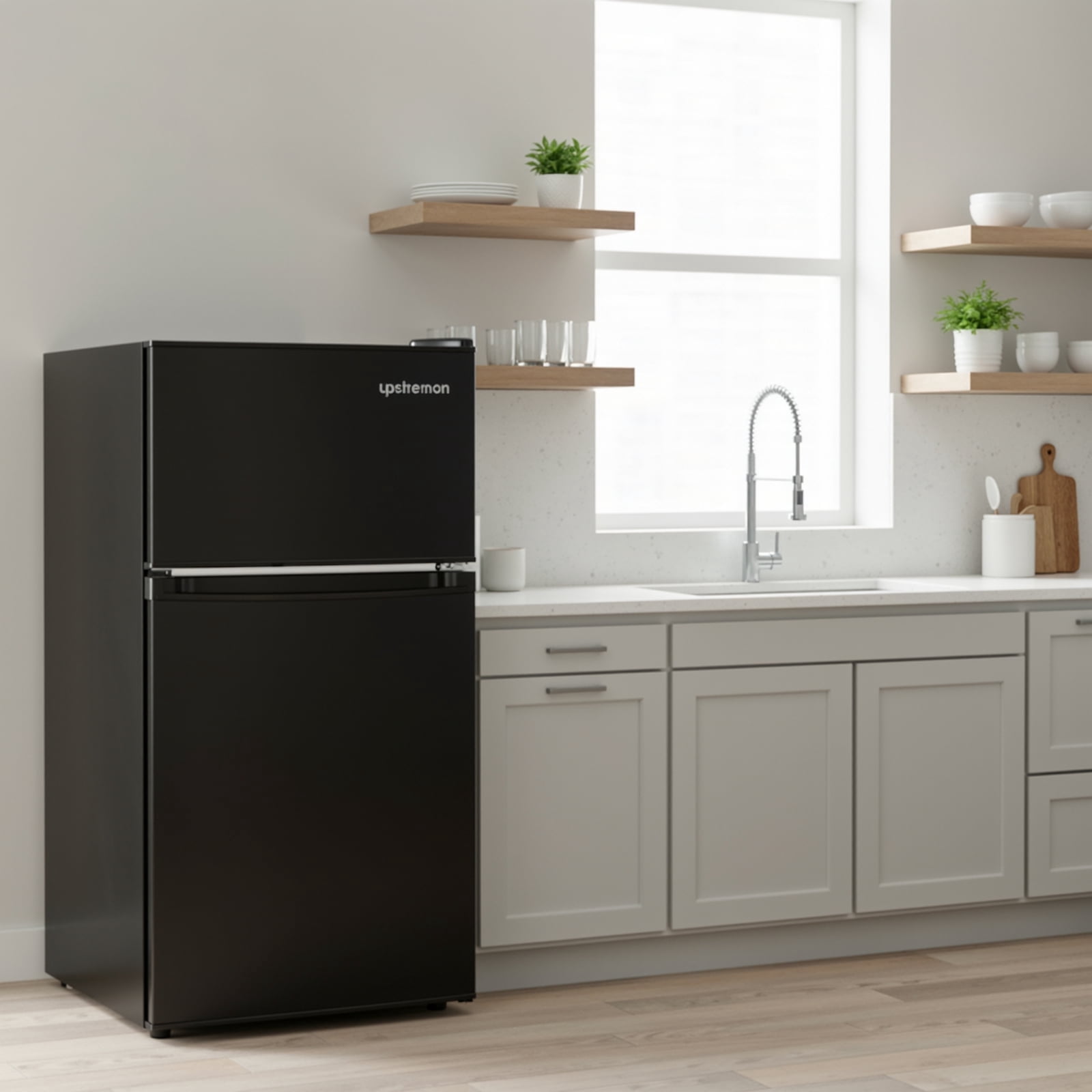 Upstreman 3.1 Cu.Ft Mini Fridge with Top Freezer, Two Door Compact Refrigerator Small Fridge for Home Kitchen Office Dorm Apartment Garage, BD311 Black