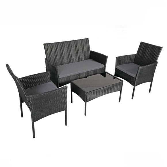 Amulay Set de Living x4 Ratán para Jardín - Gris Oscuro