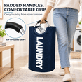 thumbnail image 5 of 90L Large Laundry Basket Bag, Tall Freestanding Collapsible Laundry Bag, Waterproof Oxford Fabric Clothes Storage Basket with Padded Handles for Dorm, Bedroom, Bathroom & Travel, Navy Blue, 5 of 8