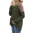 thumbnail image 4 of Women Side Split Hem Crew Neck Long Sleeve Color Block Pullover Top, 4 of 4