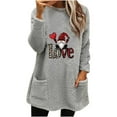 thumbnail image 5 of asdoklhq Christmas Long Sweaters for Women Christmas Round- Neck and Winter Loose Solid Pocket Warm Long Sleeve Blouse White M, 5 of 5