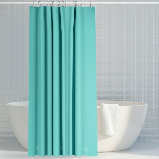 Bluegreen Shower Curtain Liner with 12 Metal Hooks Light Weight PEVA