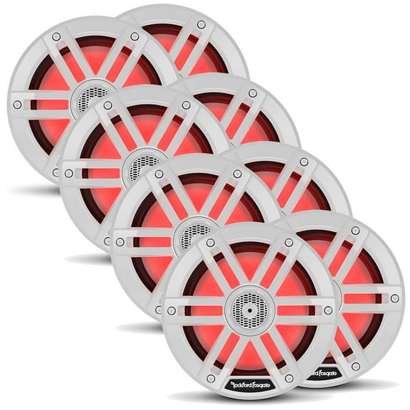 Rockford Fosgate 4 Pair M1-8 M1 Series 8” Color Optix Marine 2-Way System- 150 Watts Rms, 600 Watts Peak, White Grilles Included