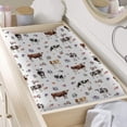 thumbnail image 3 of Watercolor Cows Boho Floral Changing Pad Cover for Baby Girl Boy Highland Cow Wildflowers Leaves Diaper Change Table Sheets Soft Stretchy Fitted Changing Pad Mat Sheets 32"x16", 3 of 6