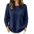 thumbnail image 3 of Liuinsasek Women's Crew-Neck Knit Sweater Solid Color Casual Long-Sleeved Loose-Fit Basic Pullover Easy Layering Piece ，Fashion Winter Outfits，Cozy Lounge Wear, 3 of 8