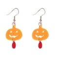 thumbnail image 4 of Halloween Earrings Acrylic Dangle Earrings Ghost Pumpkin Bat Earrings Halloween Theme Accessories(A pair of Cute Pumpkin), 4 of 4