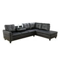 thumbnail image 6 of L-Shaped Leather Sectional Sofa with Chaise, Modular Tufted Couch Nail-Head Lounge Sofa for Living Room, Black, 6 of 6