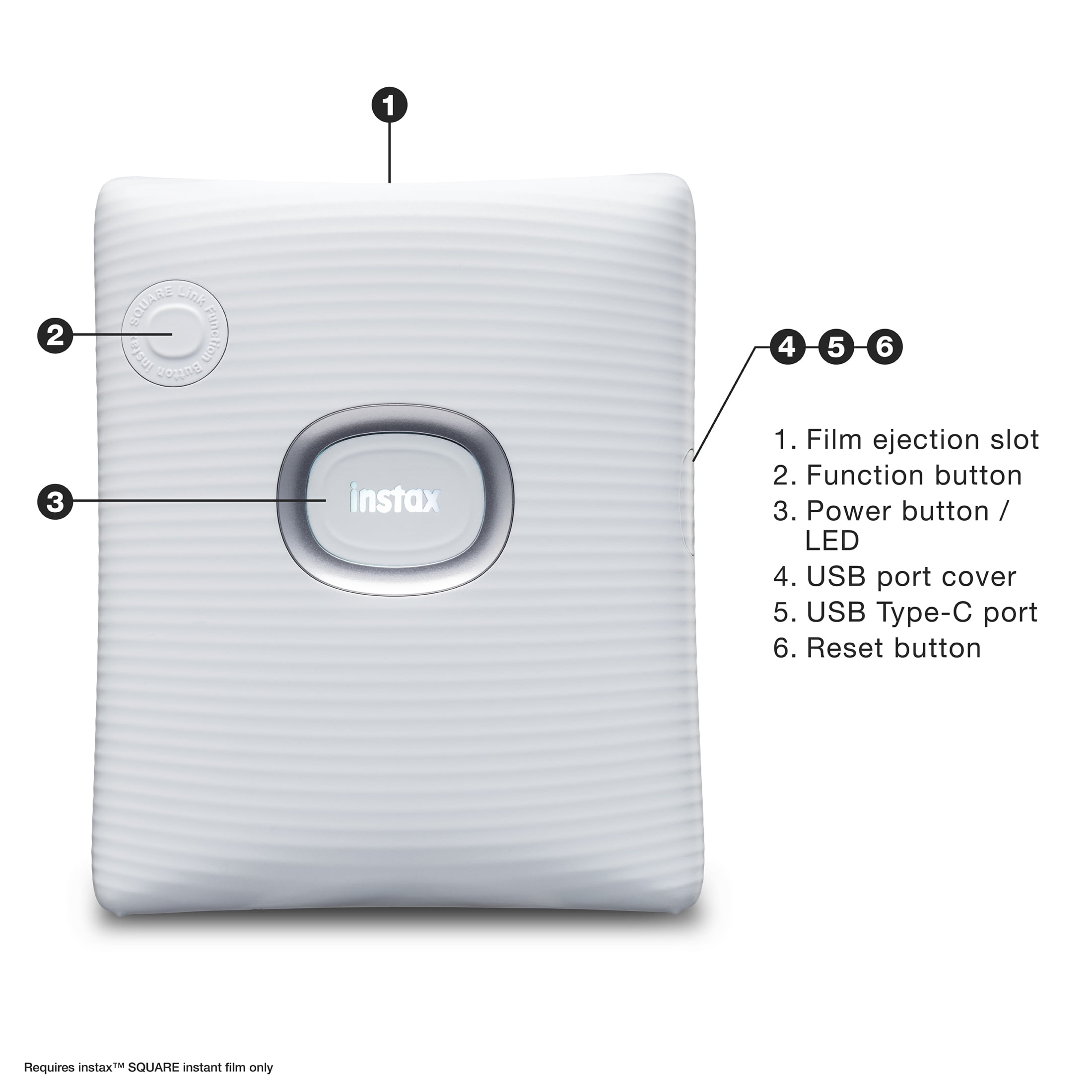 FUJIFILM INSTAX SQUARE Link ホワイト WHITE Fujifilm instax Square Link Smartprinter Bundle, White