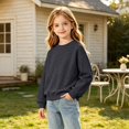 thumbnail image 6 of Grblisyd Girls Crewneck Sweatshirts Kids Fashion Loose Drop Shoulder Pullover Basic Long Sleeve Fall Winter Clothes, 6 of 6