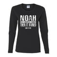 thumbnail image 2 of Wild Bobby Noah Was A Conspiracy Theorist Inspirational/Christian Women Graphic Long Sleeve Tee, Black, Small, 2 of 5