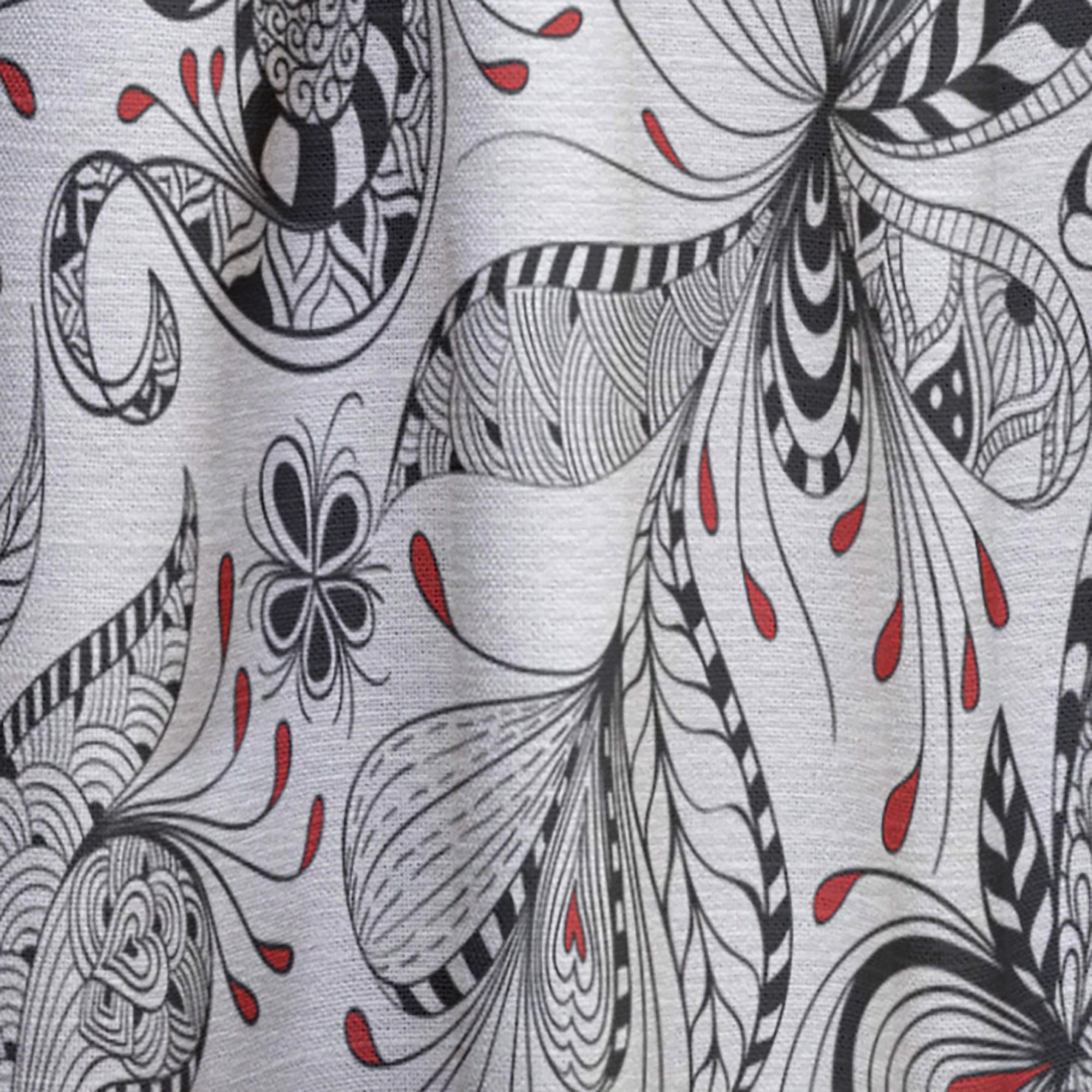 Designart 'Red and Black Floral Pattern' Bohemian & Eclectic Curtain Panel