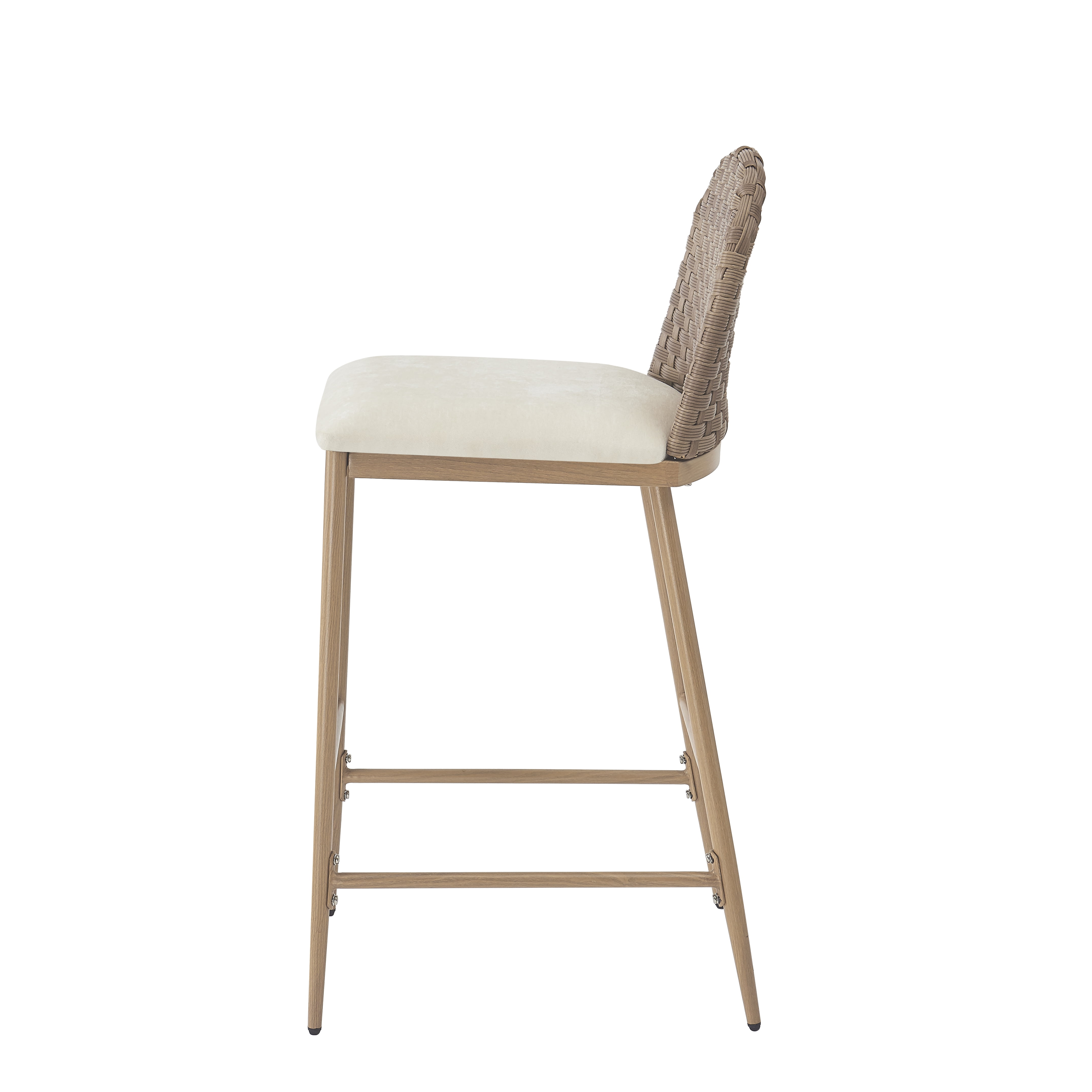 Euroco 40.1"H Upholstered Dining Chairs Set of 2, Farmhouse Kitchen Chairs with Rattan Backrest and Iron Frame,Armless Side Chairs for Living Room, Dining Room,Restaurant, Brown