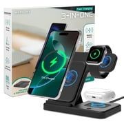 Merkury Innovations 3-in-1 Wireless Charging Station for Samsung Galaxy Phone, Watch & Buds – Foldable, Black