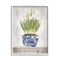 Stupell Industries Traditional Daffodil Flowers Porcelain Pattern Bowl Countryside Flowers,24 x 30, Design by Linda Spivey