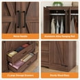 thumbnail image 6 of Blotout 4 Door Farmhouse Armoire Wardrobe Closet With 2 Drawers, 70" Tall Wooden Wardrobe Cabinet with Hanging Rod and Adjustable Shelves for Bedroom, Brown, 6 of 8