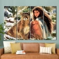 thumbnail image 4 of Lion Art Canvas, American Woman Artwork, Native Woman Poster, Native Woman And Big Cat, Indian Woman Printed, Woman And Lion Art Canvas, Canvas Wall Decor - Natural Framed, 4 of 9
