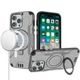 thumbnail image 2 of For Apple iPhone 15 Plus (6.7") Magnetic Circle Kickstand Designed for Magsafe, Hybrid Rubber TPU Rugged Brushed Shock Armor Cover ,Xpm Phone Case [ Gray ], 2 of 3