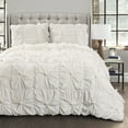 thumbnail image 1 of Lush Decor White Bella Comforter Set Shabby Chic Style Ruched 3 Piece Bedding with Pillow Shams-King, 1 of 5