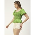 thumbnail image 3 of Moomaya Women Printed Cotton Short Sleeves Crop Top, Smocked Casual Peplum Top, 3 of 8