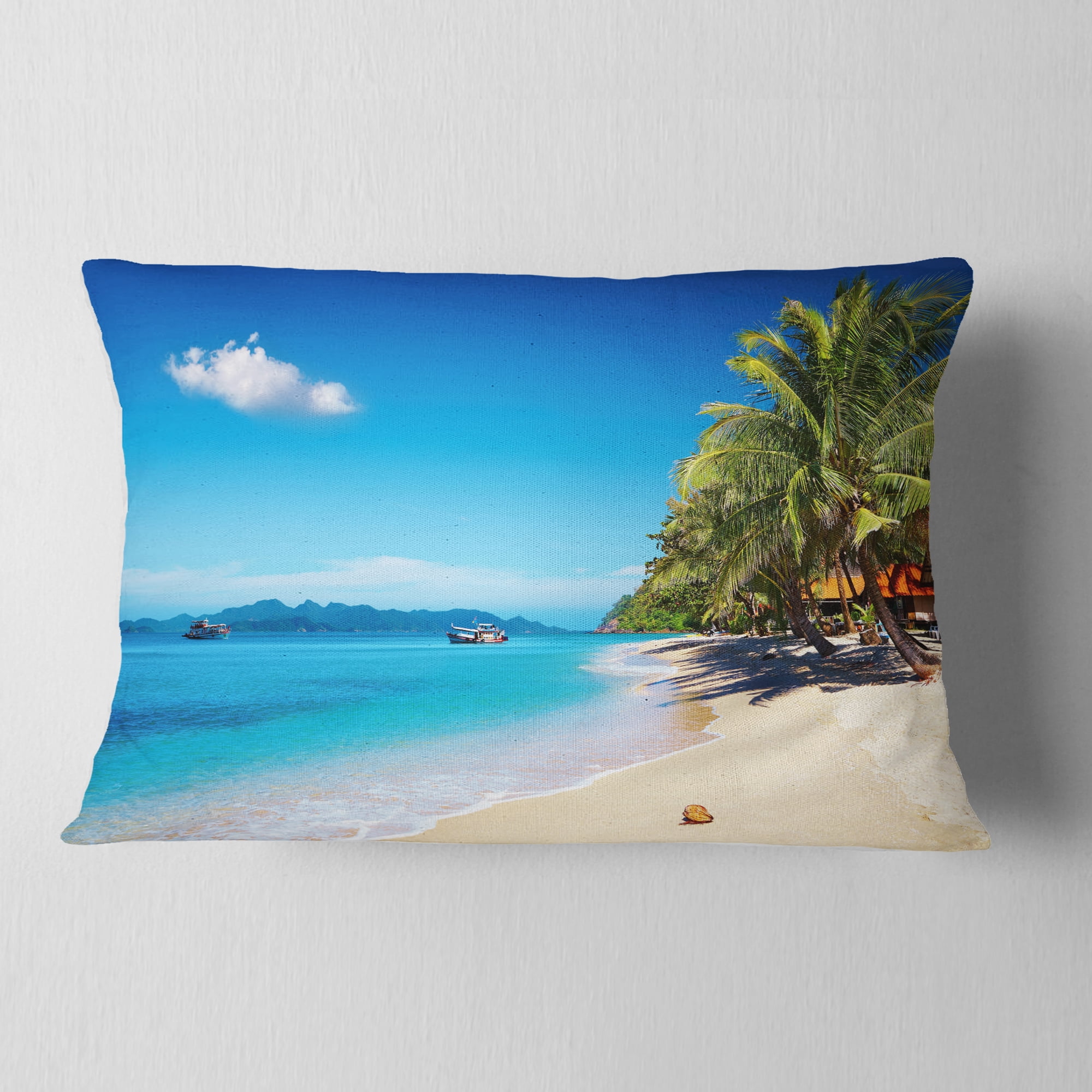 Designart Tropical Beach Thailand - Photography Throw Pillow - 12x20