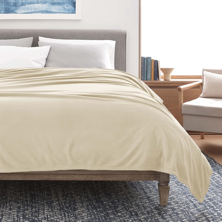 HOZY Queen Size Microplush Blanket - 90x90 Inches, Royal Blue, Ultra Soft Lightweight Fleece For All Seasons