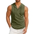 thumbnail image 3 of Sweat à Capuche Sans Manches Col en V pour Hommes, Tissu Polyester, Léger Doux Confortable, Longueur Régulière, Tenue Décontractée pour Usage Quotidien en Extérieur, Toutes Saisons, 3 of 7