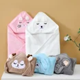 thumbnail image 2 of Toalla de baño gruesa de lana Coral para bebé con sombrero, manta envolvente con forma de Animal para niños, bata de baño infantil absorbente suave, 2 of 5