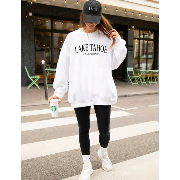 Lake Tahoe Sweatshirt, Trendy Preppy Sweatshirt, Aesthetic College Crewneck, Oversized Minimalist Sweater, Lake Tahoe California Nevada All Size S-5Xl