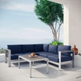 thumbnail image 4 of Modern Contemporary Urban Design Outdoor Patio Balcony Four PCS Sectional Sofa Set, Navy Blue, Aluminum, 4 of 7