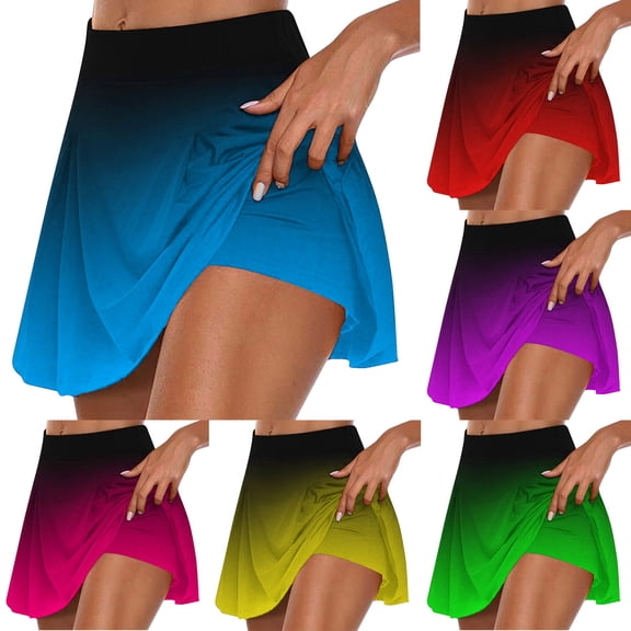 Aeguzox Womens Shorts Summer Pleated Tennis Athletic Stretchy Yoga Fake Two Piece Trouser,Sizes S-2XL