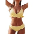 thumbnail image 1 of Women's Bikini Swimsuit Ruffle V Neck Two Piece Bathing Suit, 1 of 7