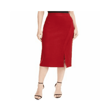 Anne Klein Side Slit MIDI Skirt Red Size Medium