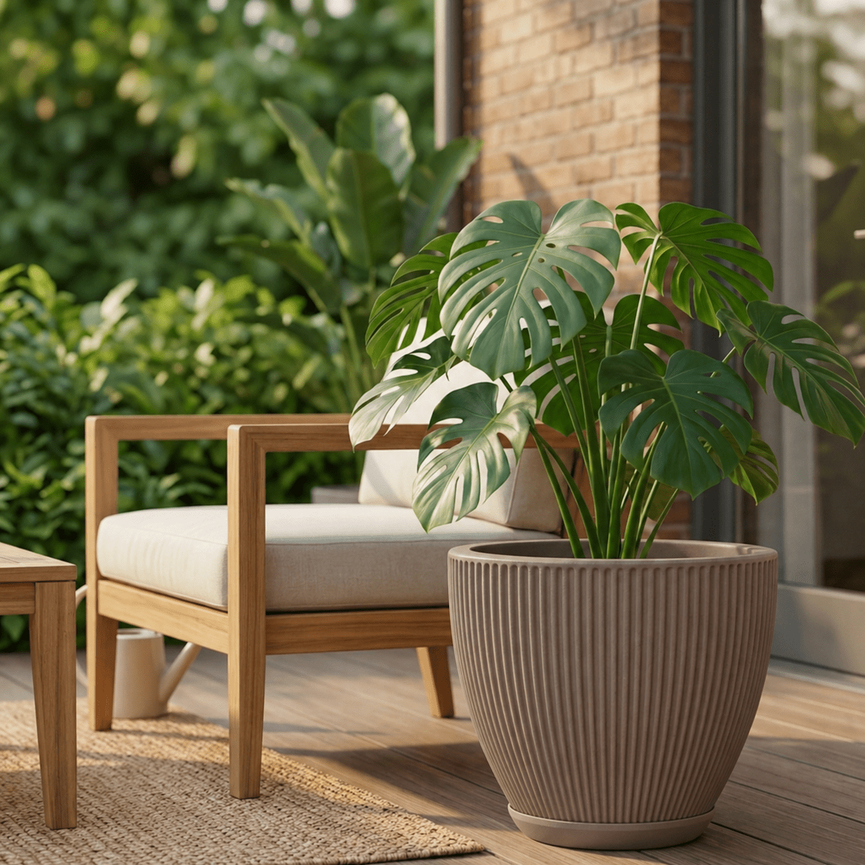 Ecobo 16.9 inches tall Eco-Friendly Round Pot Planter,Garoa Indoor/Outdoor use,Durable,Versatile&Lightweight,Designed by Brazilian Artisans,Contemporary AllWeather Design-Brown