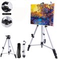 thumbnail image 2 of 61"-20"Artist Easel Stand, Thick Aviation Aluminum Tripod Display Easel with Portable Bag for Floor/Table-Top Drawing and Displaying, Painting Easel for kids Adult, Spirit Level, Silver, 2 of 10