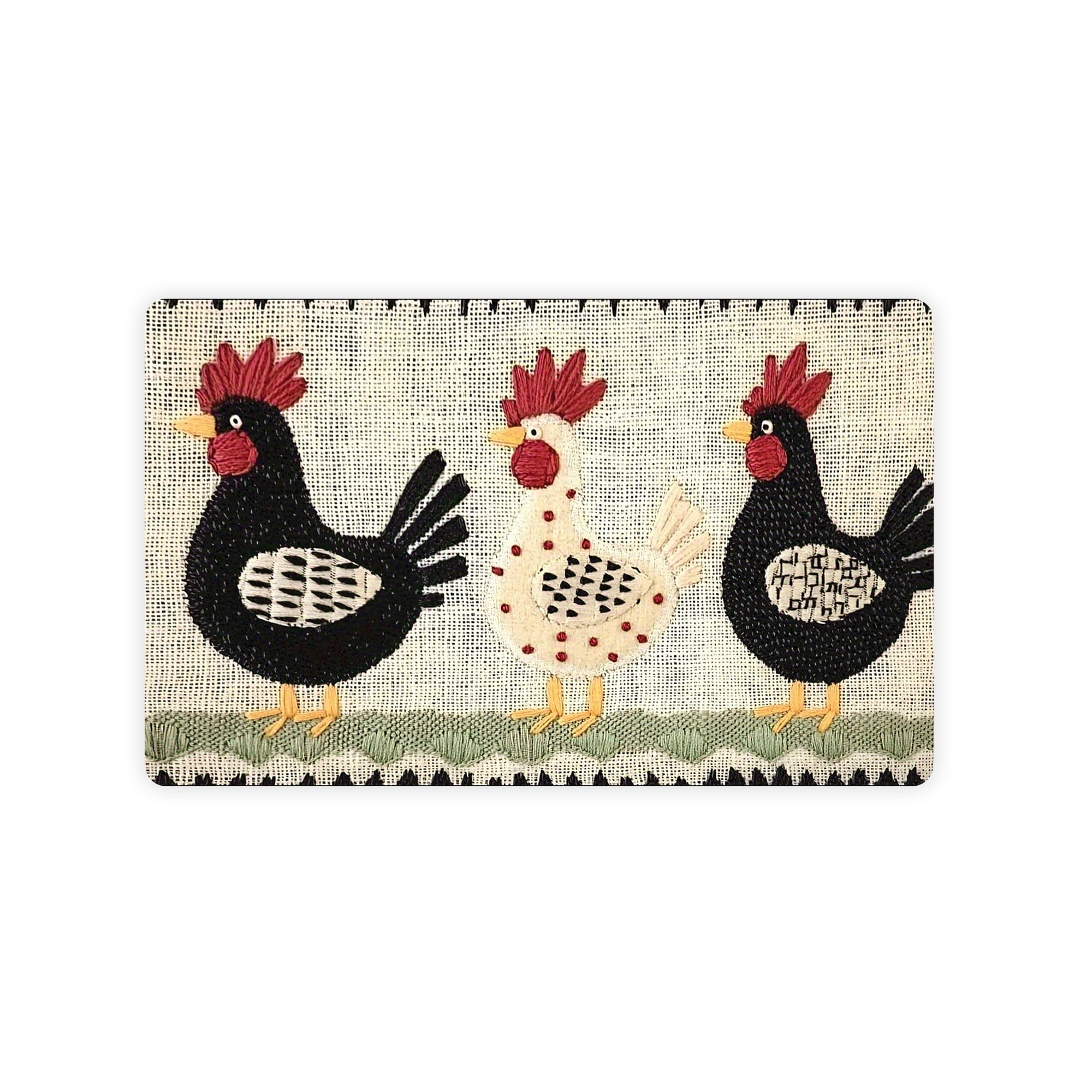 JML Non-Slip MicrofiberFabric & Rubber Doormat - Soft Entryway Rug for Home/Office (24"x36") - Easy Clean Door Mat for Indoor/Outdoor Use, Three Chickens
