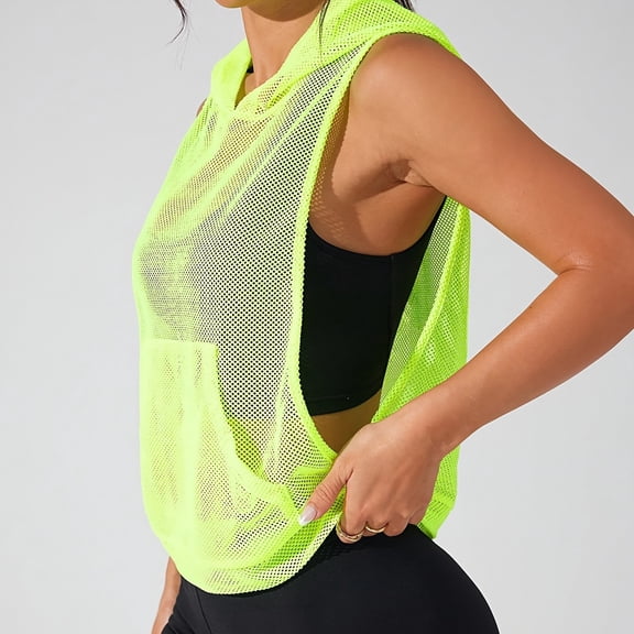 Neewe Sleeveless Hoodies for Women Hooded Tank Summer Fashion Workout Top Open Side Athletic Gym Tops Solid Color