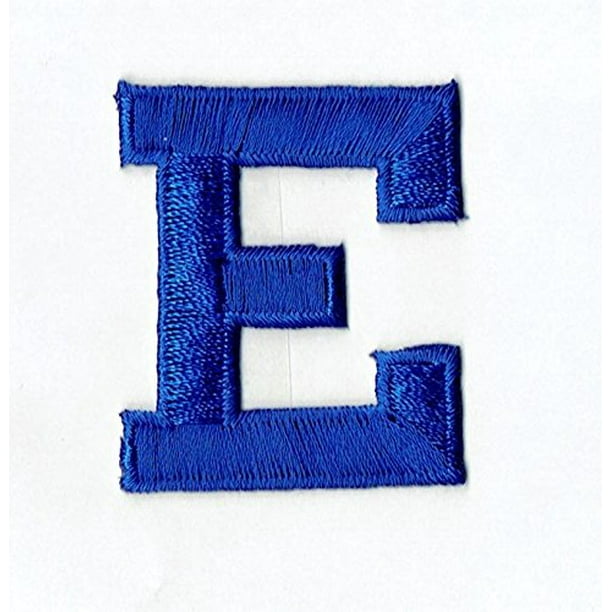 Alphabet Letter E Color Royal Blue 2" Block Style Iron On
