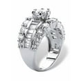 thumbnail image 2 of PalmBeach Jewelry Round Cubic Zirconia Triple Row Engagement Ring 6.40 TCW with Baguette Accents in Sterling Silver, 2 of 5