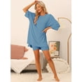 thumbnail image 2 of DARING DIVA Women's Plus Oversized Lounge Set T-Shirt and Biker Shorts Gray Blue S, 2 of 7