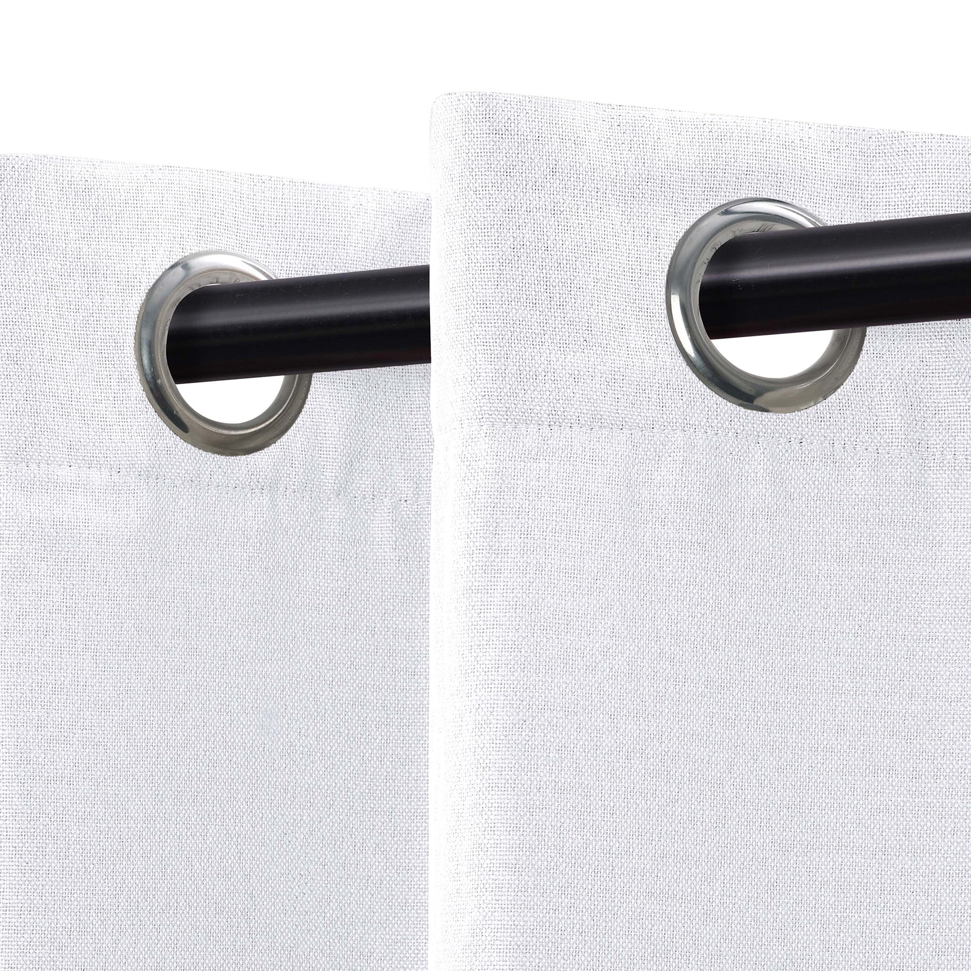 Superior Linen Blackout Curtains Set of 2, Grommet Header Curtain Panel Pair, Snow White, 42"W x 63"L