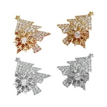 harmtty 1 Pair Stud Earrings Festive Shiny Rhinestones Inlaid Geometric Temperament Decoration Gifts Women Snowflake Christmas Tree Ear Studs Jewelry for Holiday