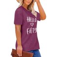 thumbnail image 3 of Anbech Women Hello Fifty Birthday T Shirt Funny Tshirt Short Sleeve Plus Size Tee, 3 of 5